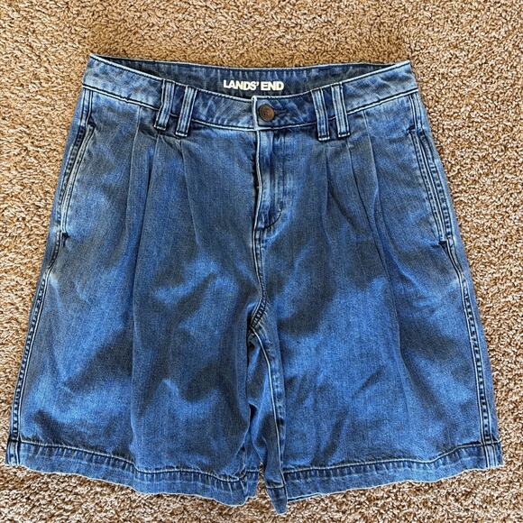 Lands End Light/Medium Wash Lot Bundle 3 Pleated Jean Shorts Womens 8 10 Petites - Picture 14 of 16